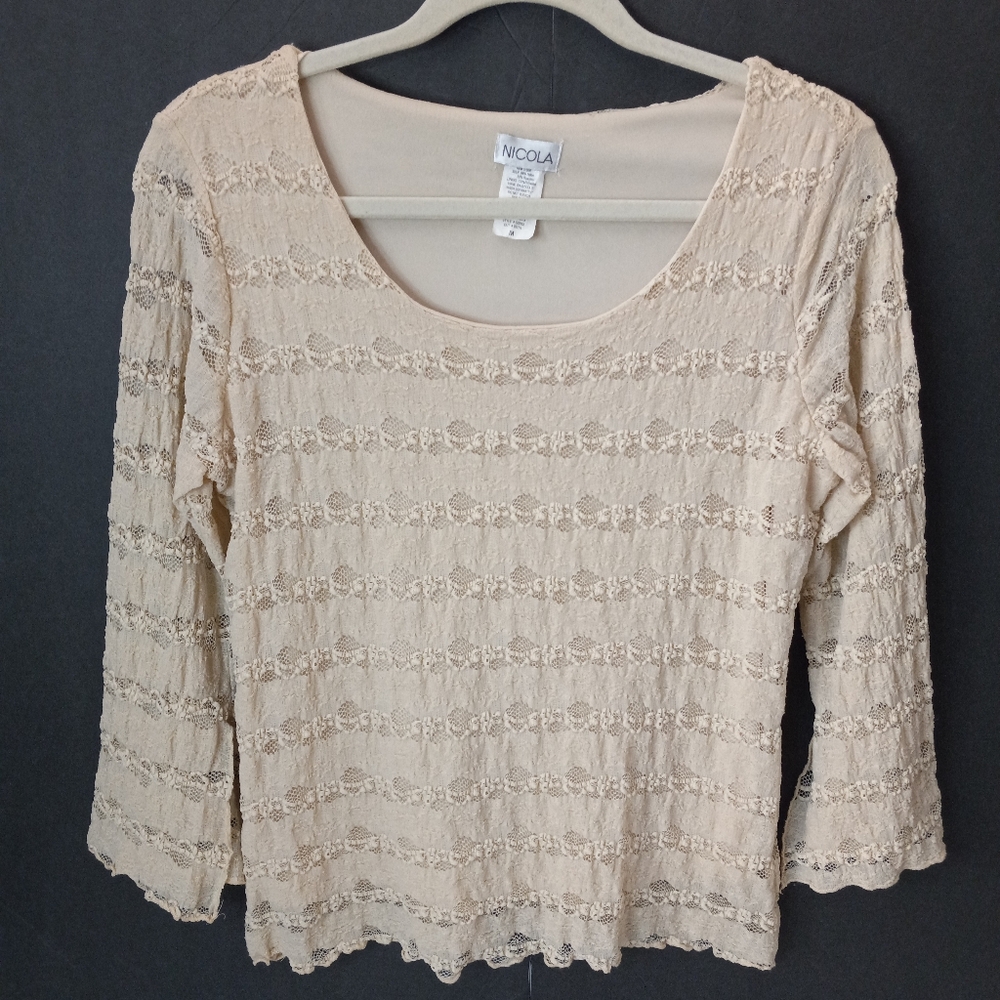 Vintage 90s Y2K Nicola Lace Bell Sleeve Top